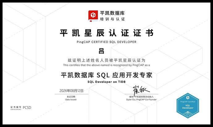 平凯数据库认证 SQL 开发专家